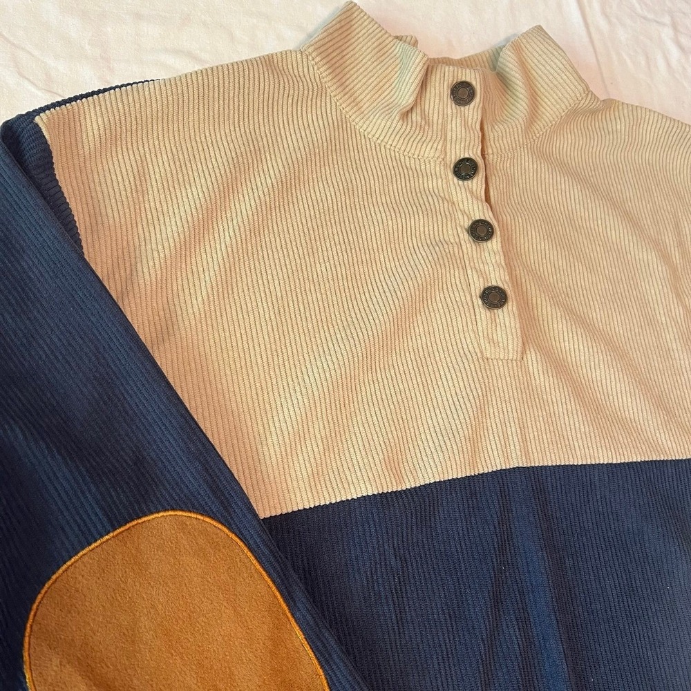Hengsheng Jeans Corduroy Quarter-Button Pullover Size L (2618)